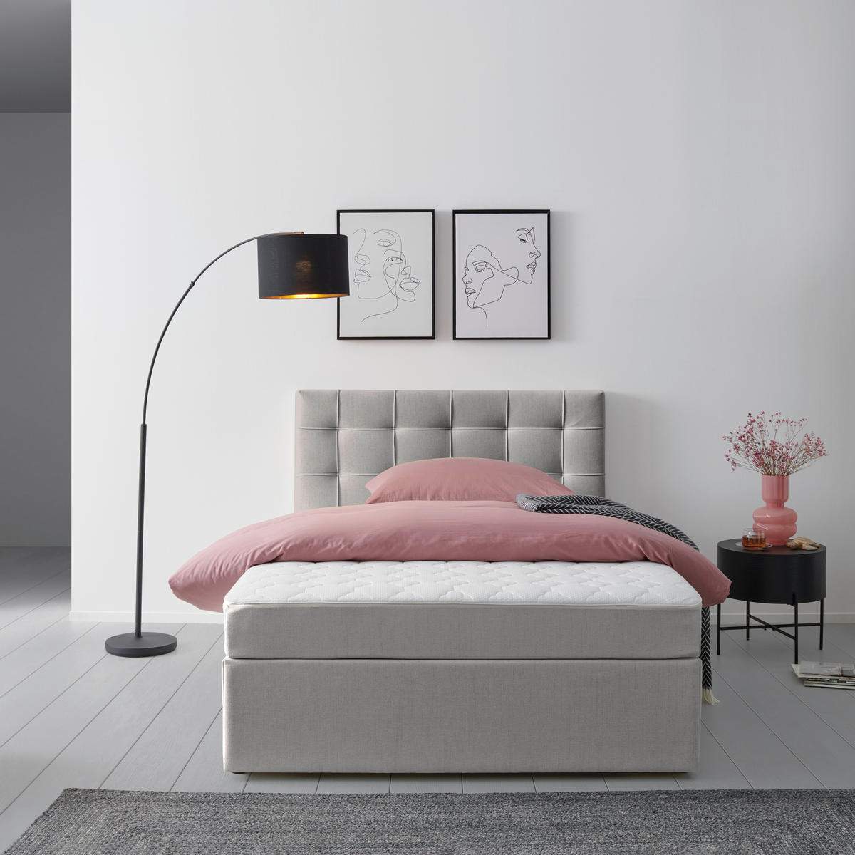 BOXBETT 120/200 cm  in Grau  - Grau, Modern, Holz/Textil (120/200cm) - MID.YOU