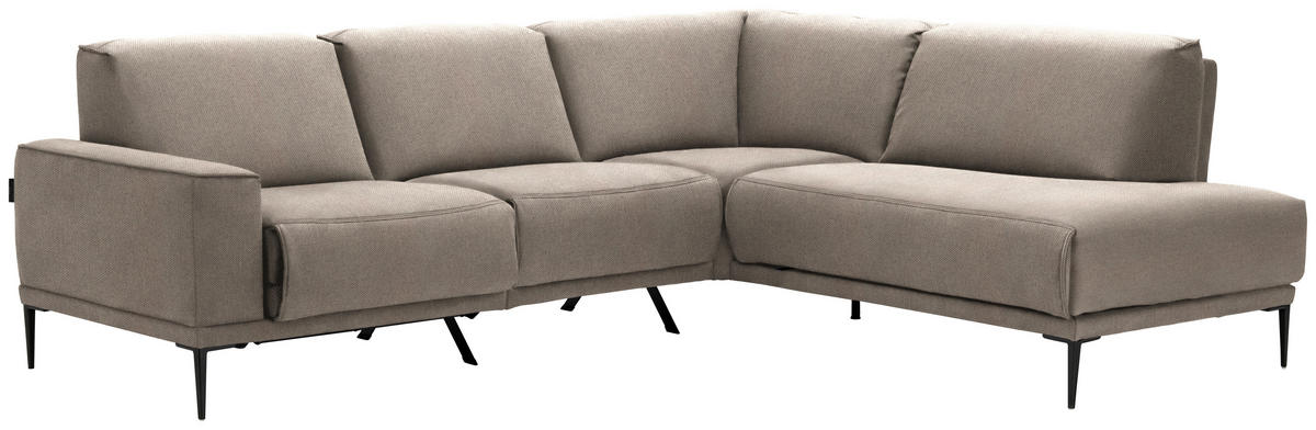 ECKSOFA in Flachgewebe Hellrosa, Hellbraun  - Hellbraun/Hellrosa, Design, Textil/Metall (260/210cm) - Johann Jakob