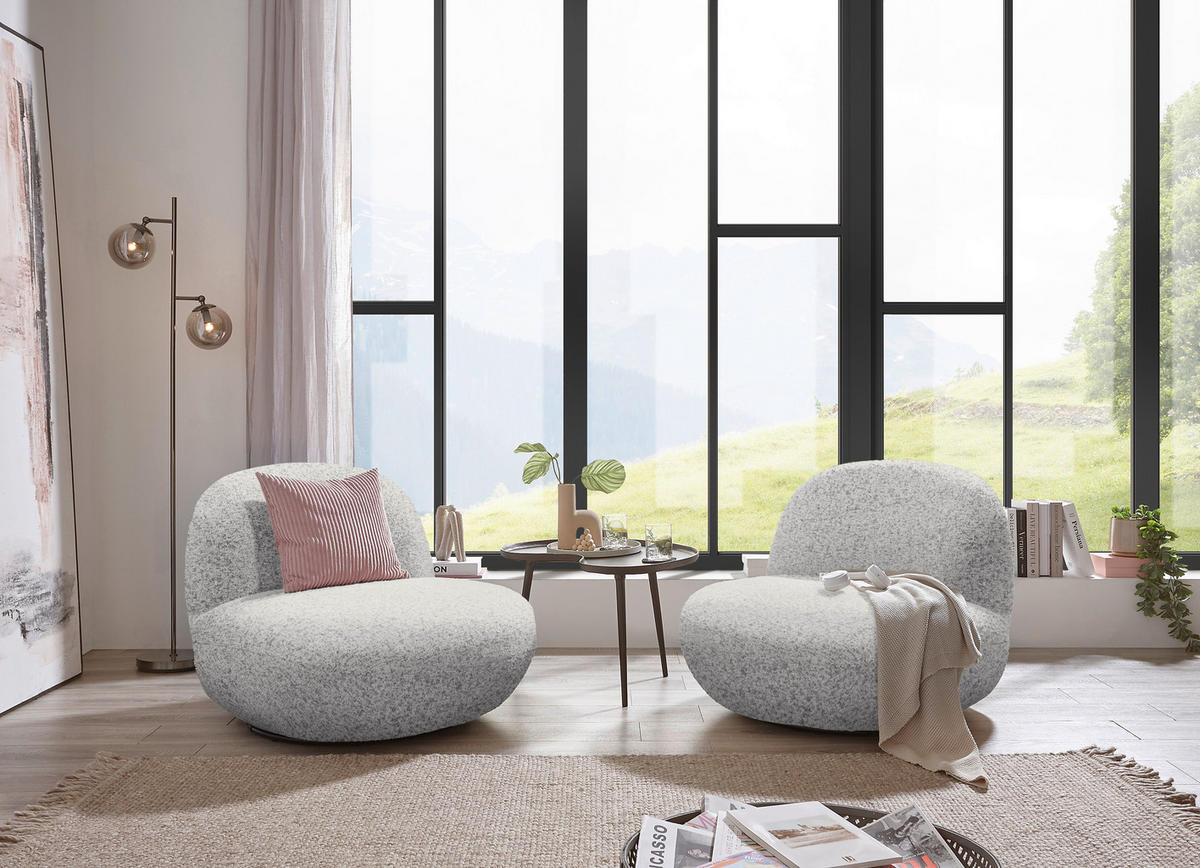 SESSEL in Webstoff Hellgrau  - Hellgrau/Schwarz, Modern, Textil/Metall (85/70/99cm) - MID.YOU