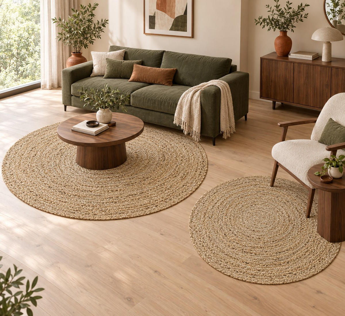 RAVNO TKANI TEPIH  prirodna boja     - prirodna boja, Osnovno, tekstil (150cm) - Linea Natura