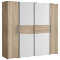 DREHTÜRENSCHRANK  in Weiß, Sonoma Eiche  - Alufarben/Weiß, KONVENTIONELL, Holzwerkstoff/Kunststoff (200,1/190,5/61,6cm) - Carryhome