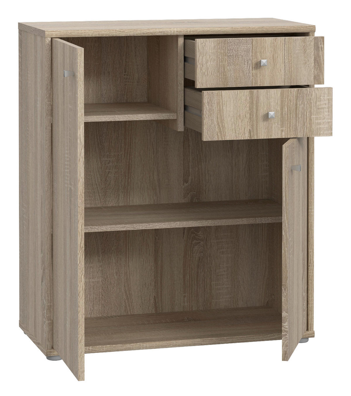 KOMMODE 73,7/85,5/34,8 cm  in Sonoma Eiche  - Alufarben/Sonoma Eiche, Design, Holzwerkstoff/Kunststoff (73,7/85,5/34,8cm)