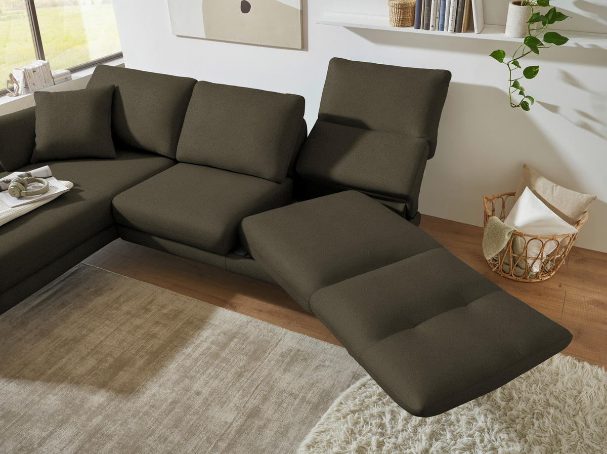 ECKSOFA  in Flachgewebe Dunkelgrün  175-224/255-365 cm  - Dunkelgrün/Schwarz, Design, Textil/Metall (175-224/255-365cm) - Dieter Knoll