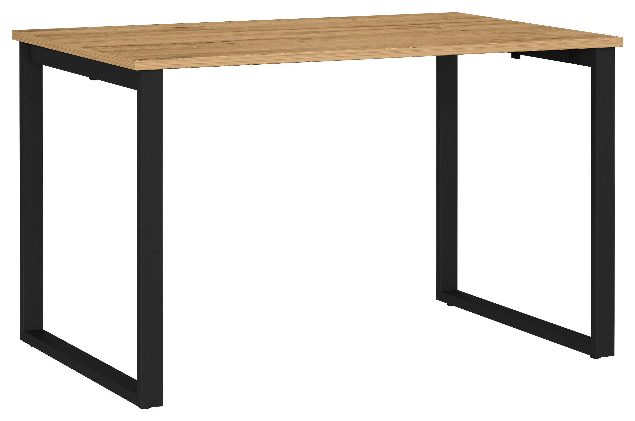 SCHREIBTISCH 120/80/75 cm Schwarz, Eichefarben in verschiedenen Holz-Dekoren erhältlich, justierbare Füße  - Eichefarben/Schwarz, MODERN, Holzwerkstoff/Metall (120/80/75cm) - Novel