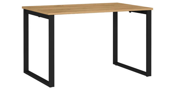 SCHREIBTISCH 120/80/75 cm, Schwarz, Eichefarben, in verschiedenen Holz-Dekoren erhältlich, justierbare Füße  - Eichefarben/Schwarz, MODERN, Holzwerkstoff/Metall (120/80/75cm) - Novel