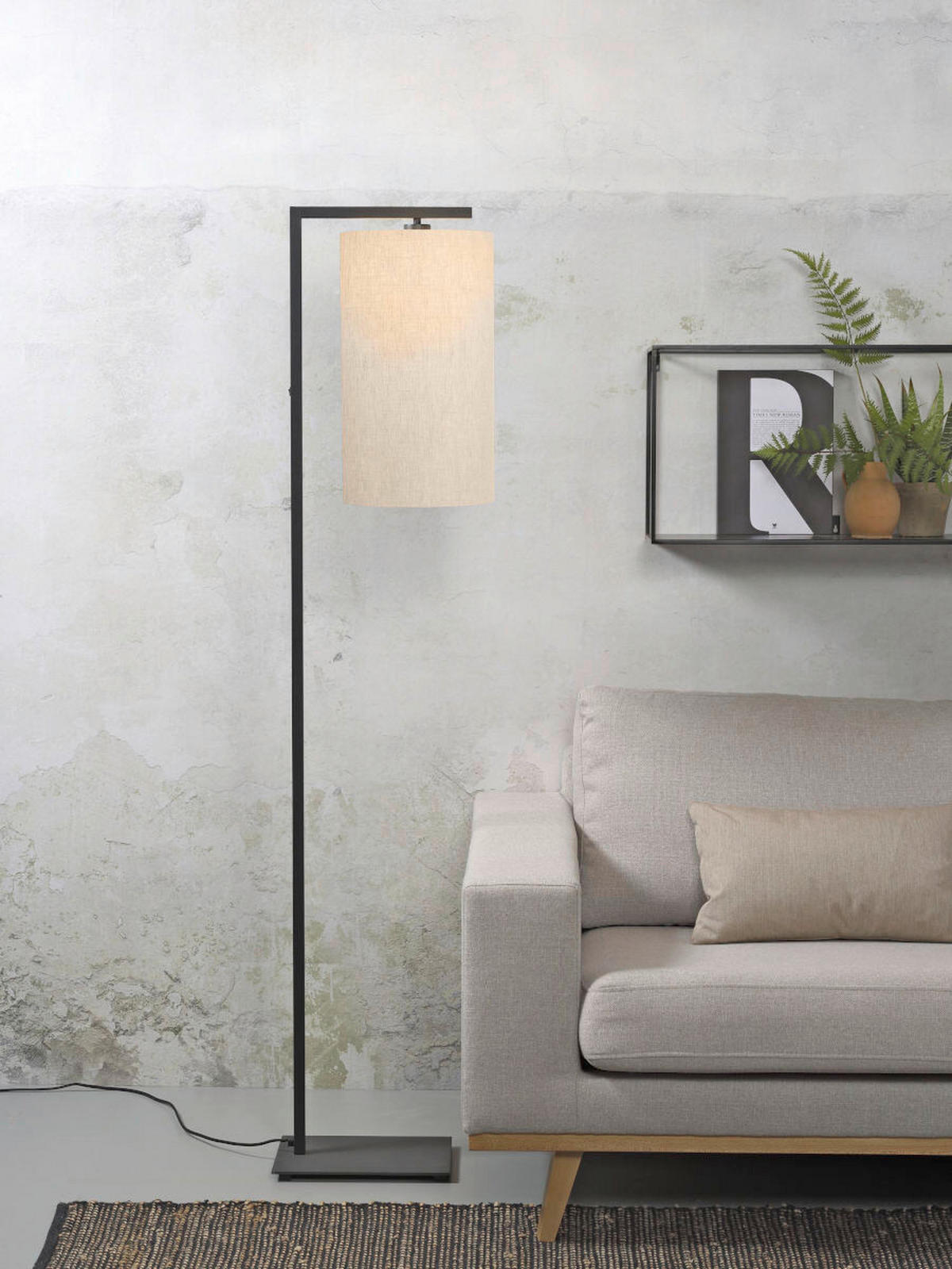 STEHLEUCHTE 35/160 cm    - Beige/Schwarz, Basics, Textil/Metall (35/160cm) - It's about Romi