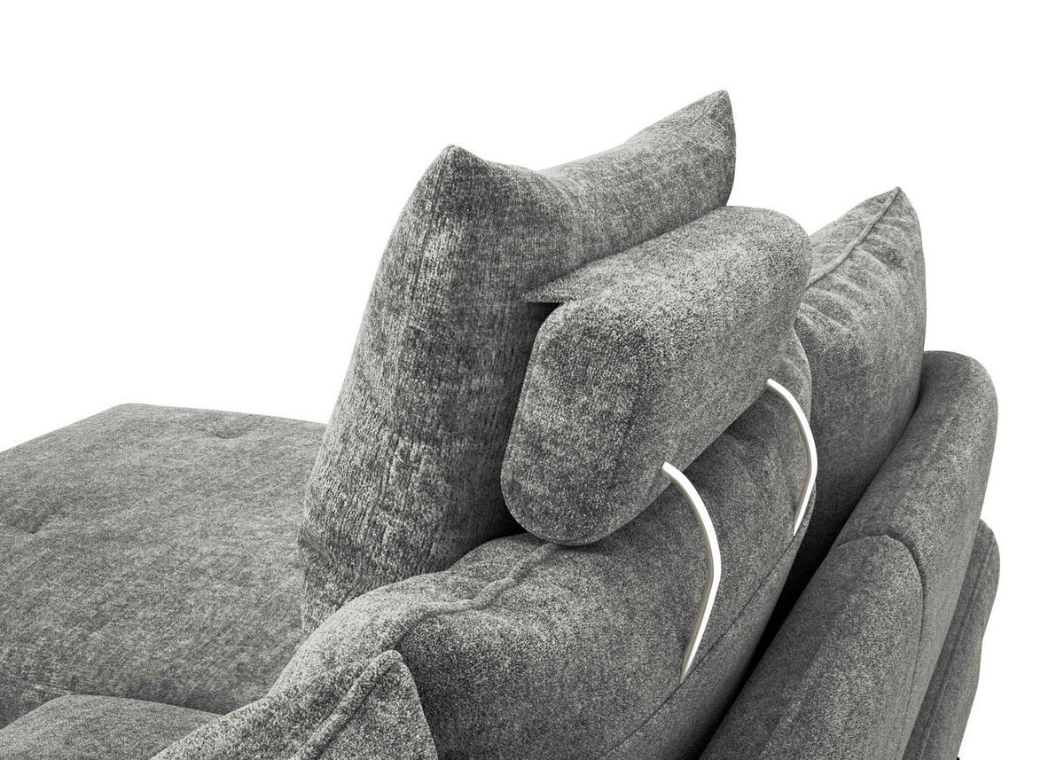 ECKSOFA in Webstoff Dunkelgrau  - Dunkelgrau/Schwarz, Konventionell, Textil/Metall (183/293cm) - Carryhome