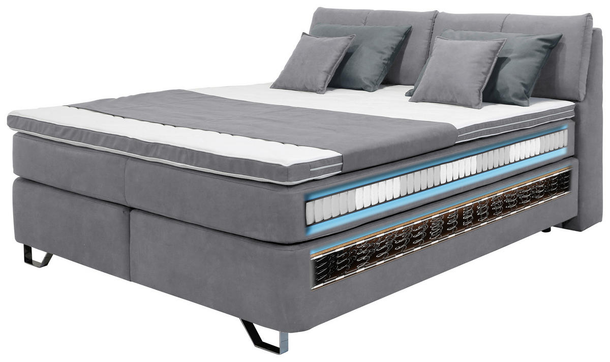 BOXSPRING KREVET 180/200 cm     antracit  - boja aluminijuma/antracit, Konvencionalno, karton/tekstil (180/200cm) - Venda