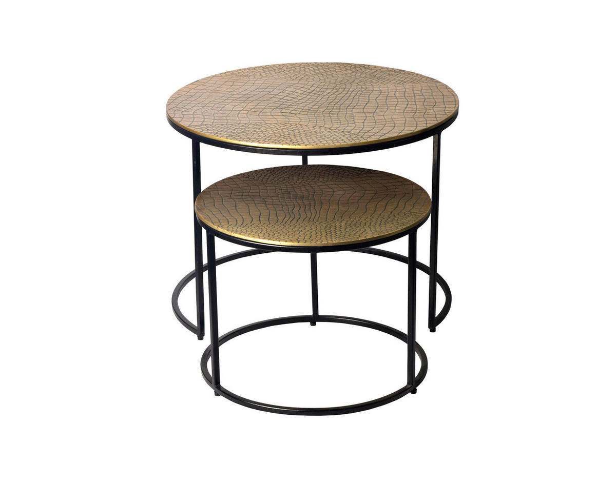 SADA ZASÚVACÍCH STOLÍKOV, zlatá, kov, 60/45/60 cm - čierna/zlatá, Design, kov (60/45/60cm) - Livetastic