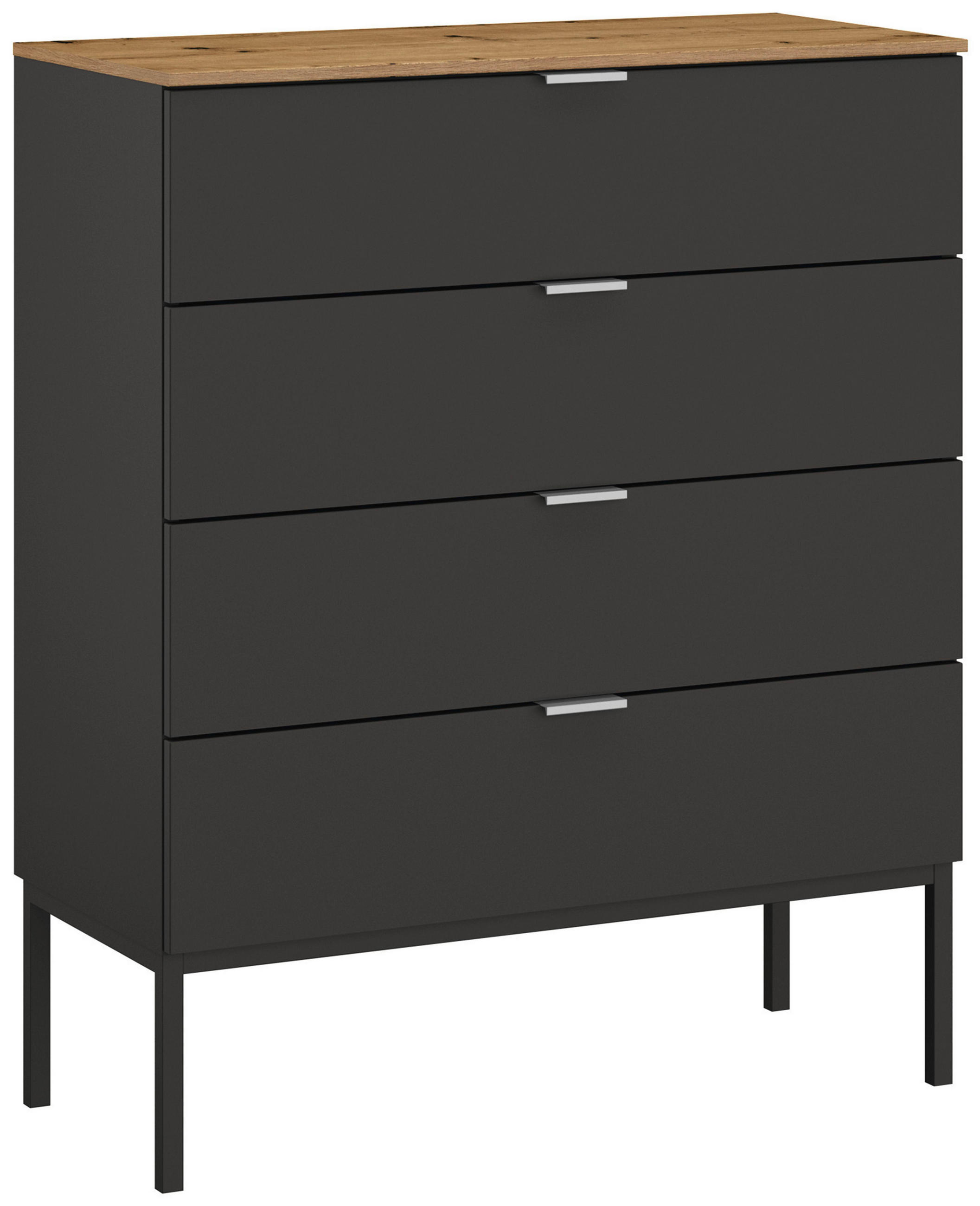 KOMMODE 80/100/42 cm  in Graphitfarben, Eiche Artisan  - Alufarben/Graphitfarben, Trend, Holzwerkstoff/Metall (80/100/42cm) - Stylife