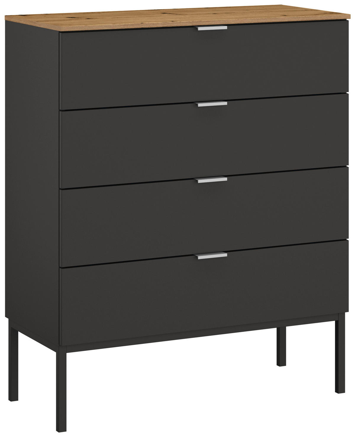 KOMMODE 80/100/42 cm Graphitfarben, Eiche Artisan  - Alufarben/Graphitfarben, Trend, Holzwerkstoff/Metall (80/100/42cm) - Stylife