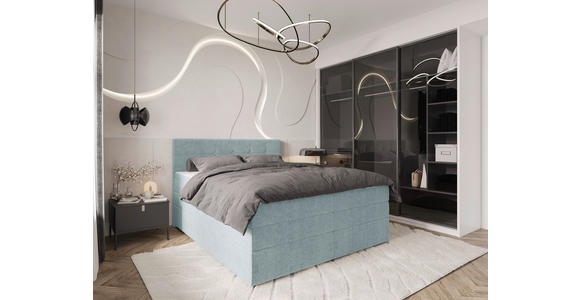 BOXSPRINGBETT 200/200 cm  in Hellblau  - Schwarz/Hellblau, KONVENTIONELL, Kunststoff/Textil (200/200cm) - Carryhome