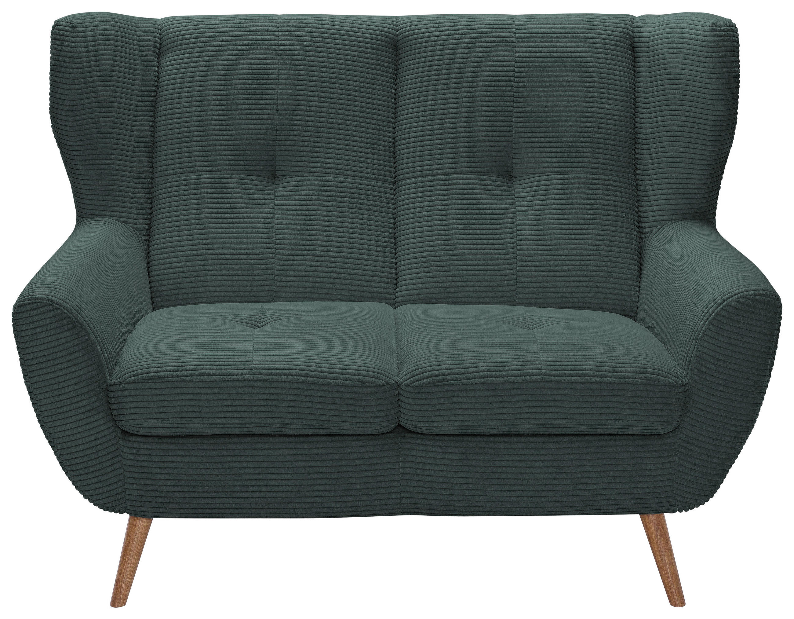 2-SITZER-SOFA in Cord Dunkelgrün  - Dunkelgrün/Eichefarben, Design, Holz/Textil (140/102/90cm) - Stylife