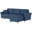 ECKSOFA in Flachgewebe Dunkelblau  - Eichefarben/Dunkelblau, KONVENTIONELL, Holz/Textil (265/159cm) - Carryhome