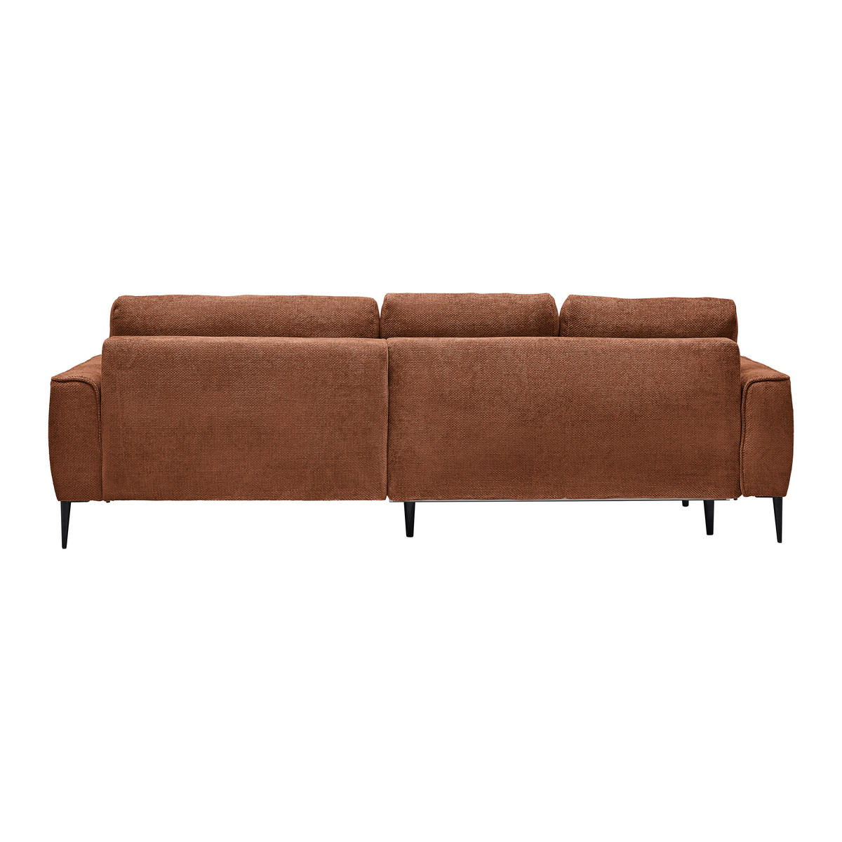 ECKSOFA Webstoff Terracotta  - Terracotta/Schwarz, Modern, Textil/Metall (255/164cm) - MID.YOU
