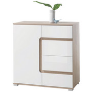 KOMODA, bela, hrast - bela/hrast, Design, umetna masa/leseni material (96/94/38cm) - XORA