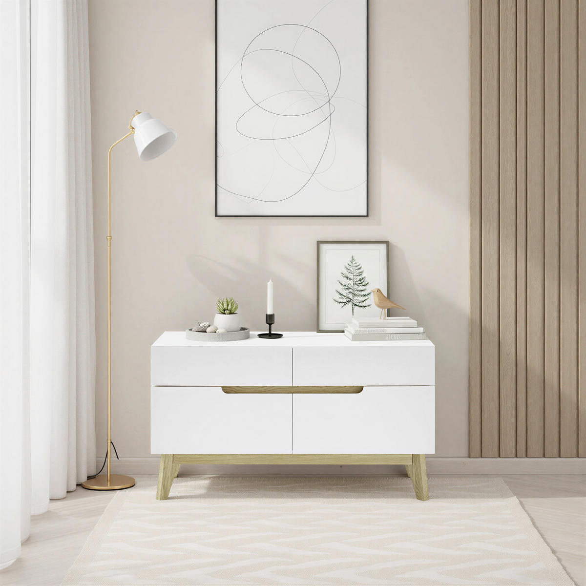 SCHUHBANK Naturfarben, Weiß  - Weiß/Naturfarben, Design, Holz (97/53/40cm) - Livetastic