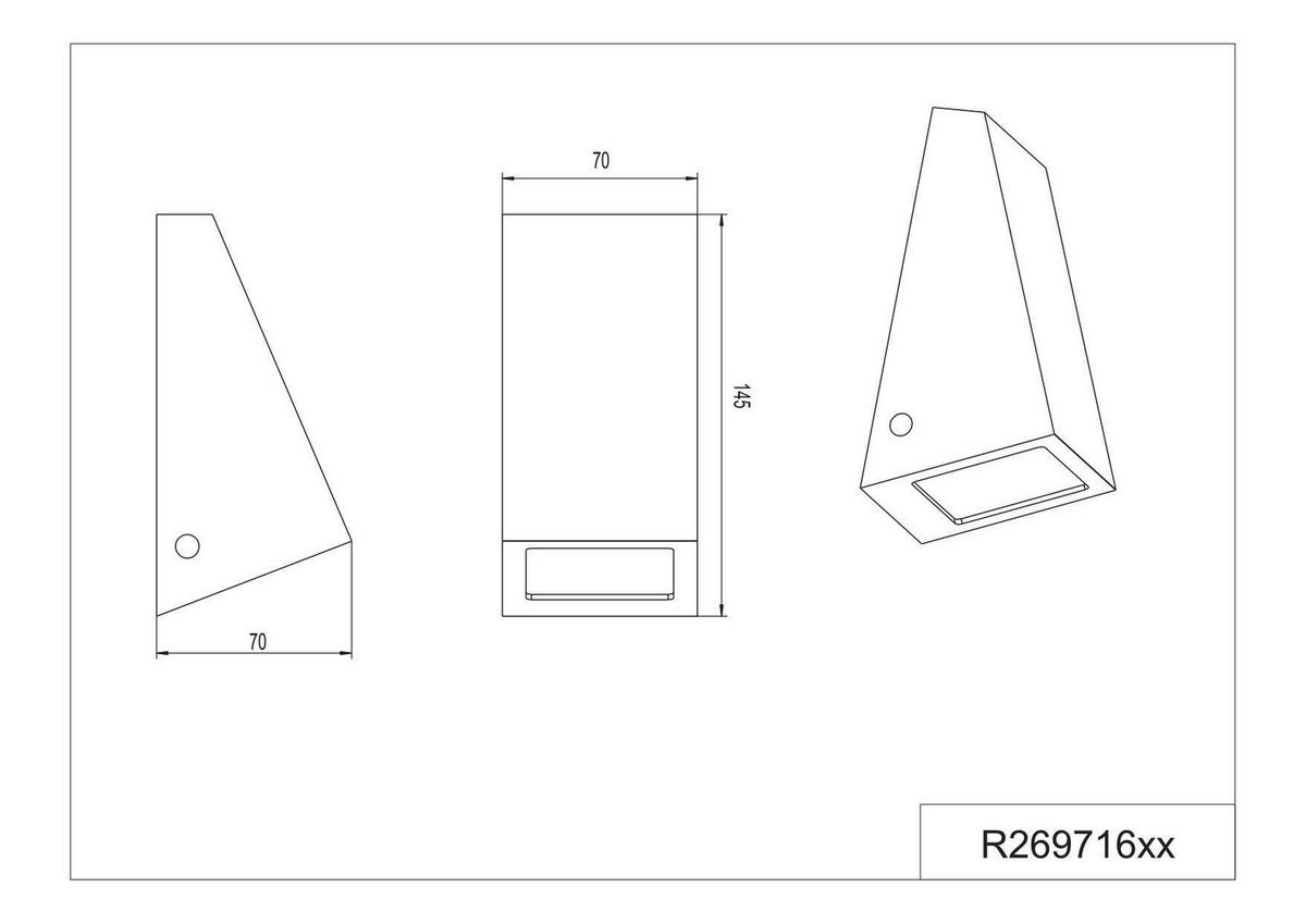 AUßENWANDLEUCHTE Braga 7/7/14,5 cm  - Schwarz/Weiß, Design, Glas/Metall (7/7/14,5cm)