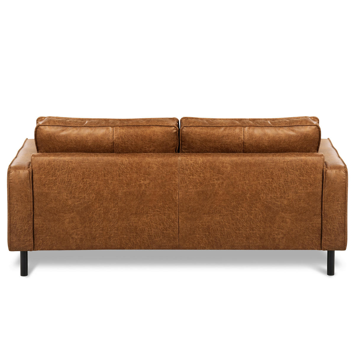 3-SITZER-SOFA Echtleder Lederlook Hellbraun  - Hellbraun/Schwarz, Design, Leder/Textil (188/85/92cm) - Livetastic