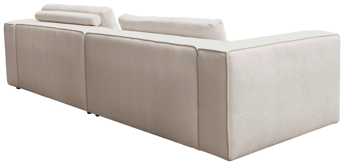 ECKSOFA Beige Chenille Rücken echt  - Beige/Schwarz, MODERN, Kunststoff/Textil (296/185cm) - Hom`in