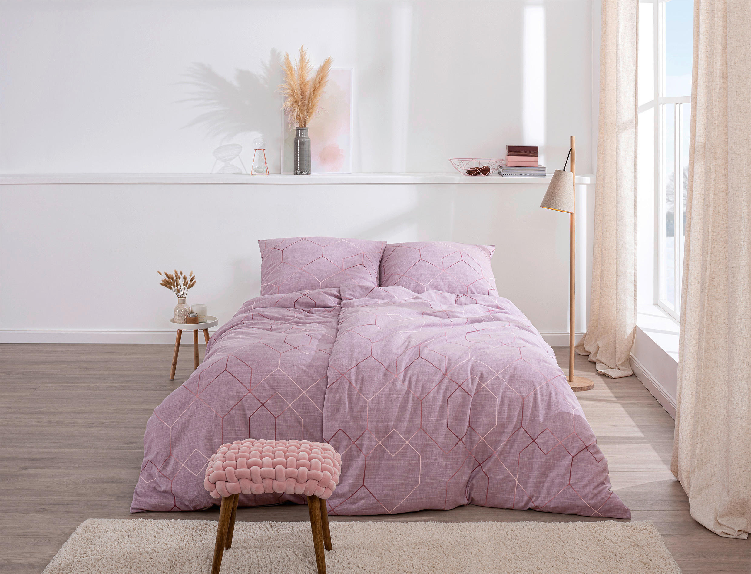BETTWÄSCHE TITUS Satin 135/200 cm  - Mauve, Basics, Textil (135/200cm) - Estella