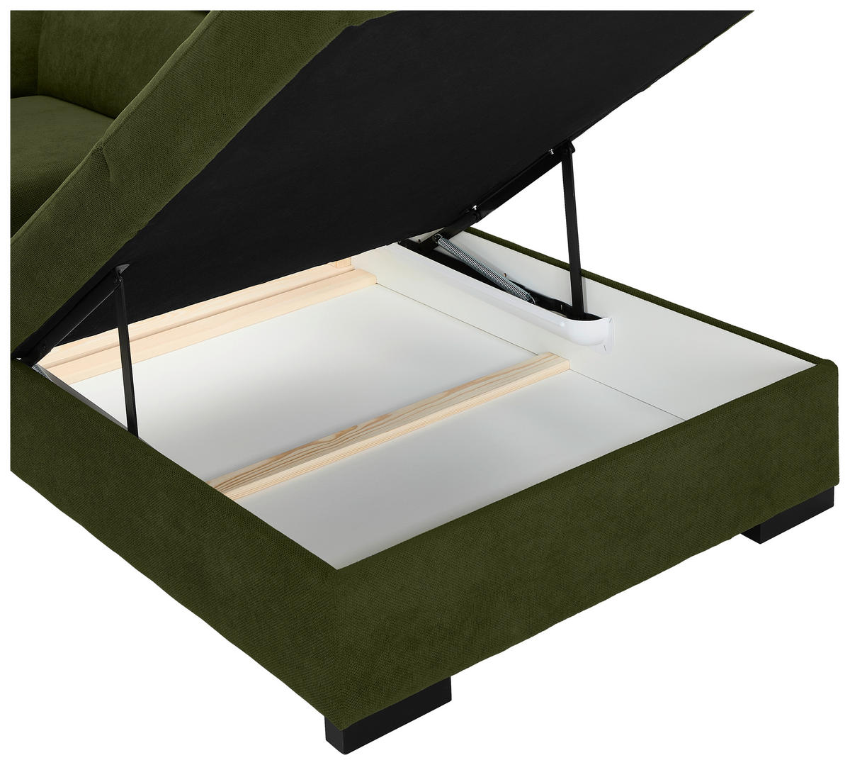 ECKSOFA Dunkelgrün Webstoff  - Dunkelgrün/Schwarz, KONVENTIONELL, Holz/Textil (283/244cm) - Carryhome