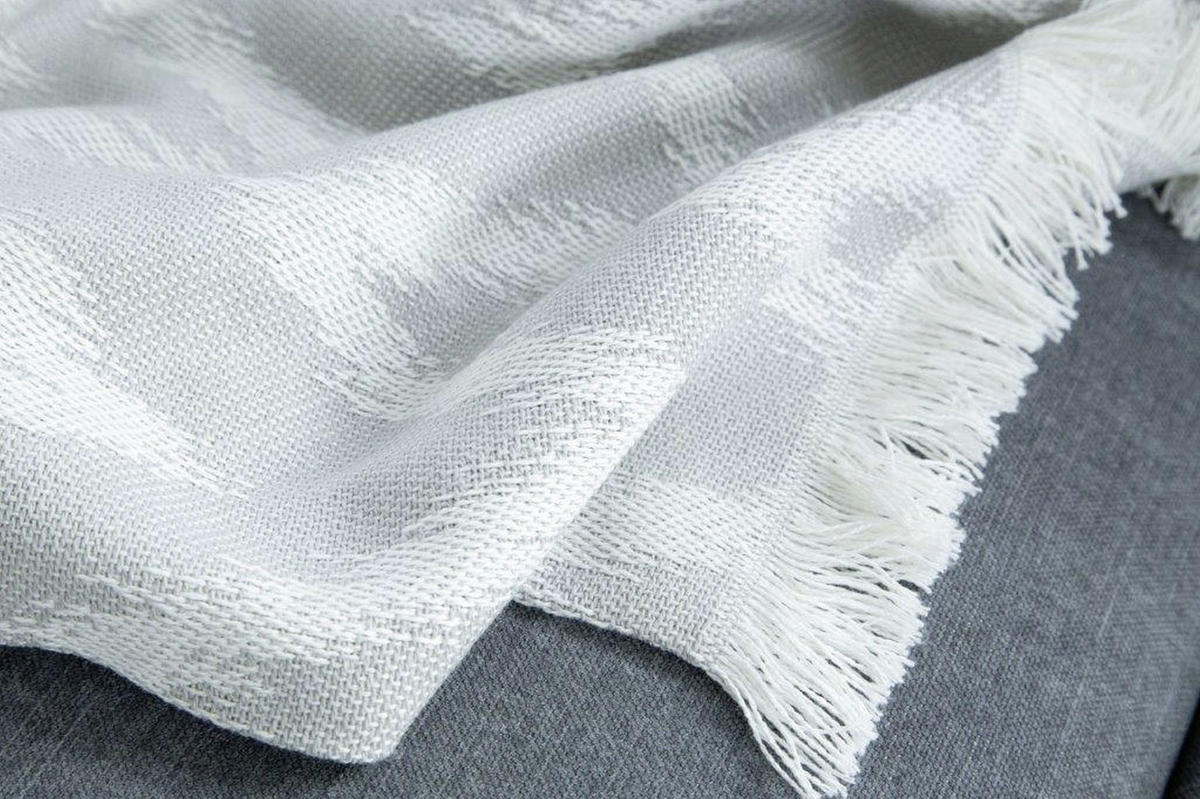 PLÄD 140/180 cm  - ljusgrå/cremefärgad, Klassisk, textil (140/180cm) - Tom Tailor
