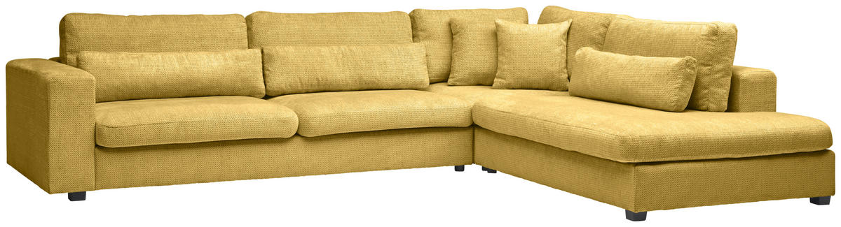 ECKSOFA in Chenille Dunkelgelb  - Dunkelgelb/Schwarz, Konventionell, Kunststoff/Textil (314/250cm) - Carryhome