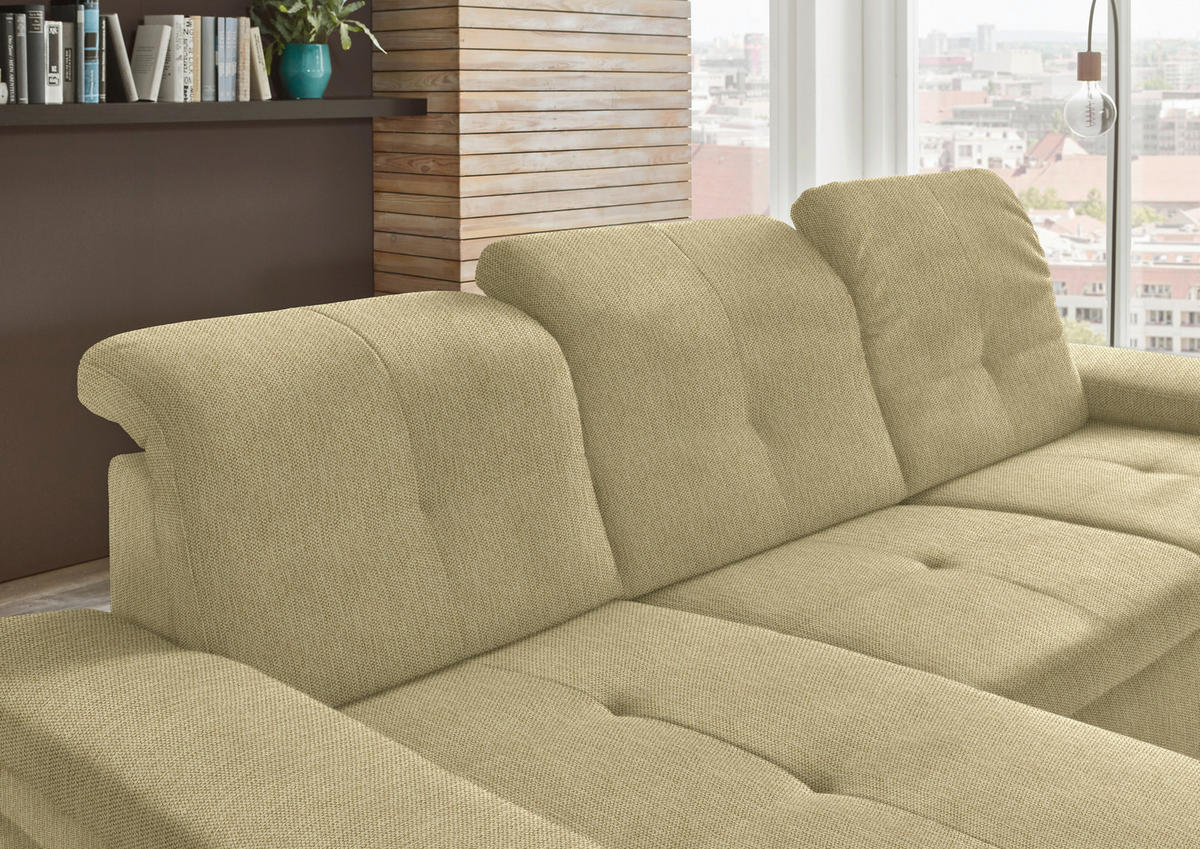 ECKSOFA in Flachgewebe Honig  - Schwarz/Honig, Design, Textil/Metall (174/297cm) - Beldomo Style