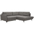 ECKSOFA in Flachgewebe, Leinenoptik Taupe  - Taupe/Schwarz, Design, Textil/Metall (247/208cm) - Xora