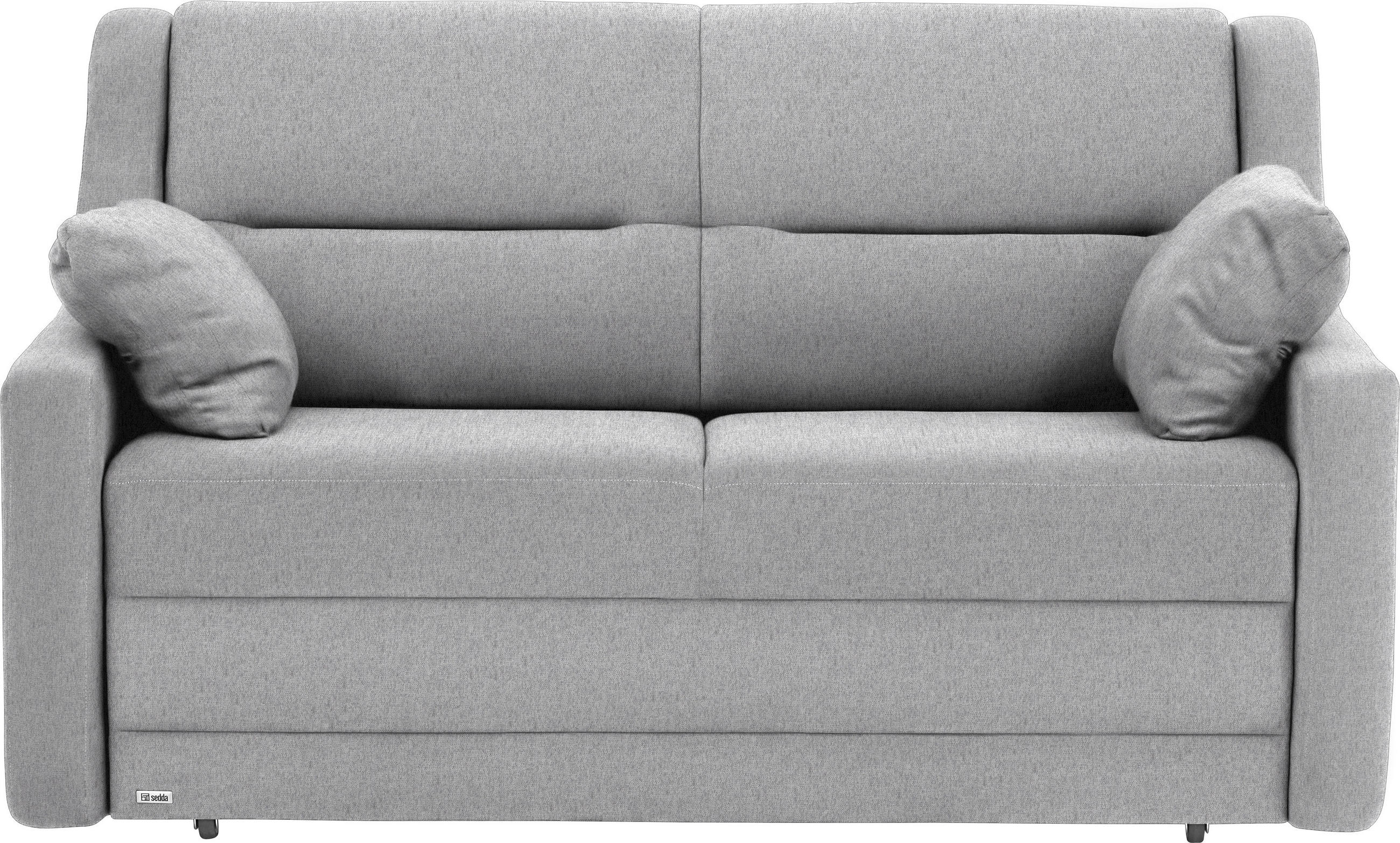 SCHLAFSOFA  mit Lederauswahl, Stoffauswahl, Schlafen auf Sitzhöhe, Hocker erhältlich, Rückenfutter Flachgewebe Grau  - Schwarz/Grau, KONVENTIONELL, Kunststoff/Textil (152/88/91cm) - Sedda