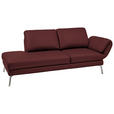 RÉCAMIERE in Echtleder Rot  - Chromfarben/Rot, Design, Leder/Metall (209/85-109/95-16cm) - Dieter Knoll
