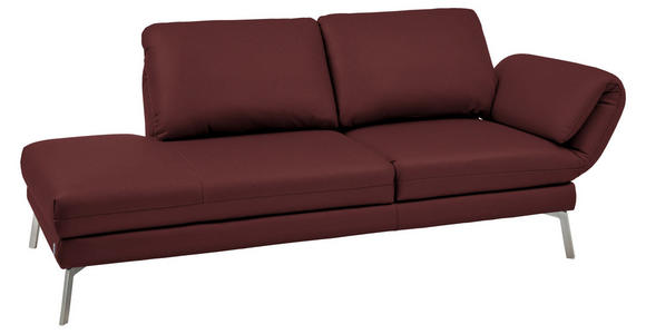 RÉCAMIERE in Echtleder Rot  - Chromfarben/Rot, Design, Leder/Metall (209/85-109/95-16cm) - Dieter Knoll