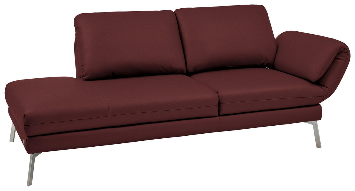 RÉCAMIERE in Echtleder Rot  - Chromfarben/Rot, Design, Leder/Metall (209/85-109/95-16cm) - Dieter Knoll