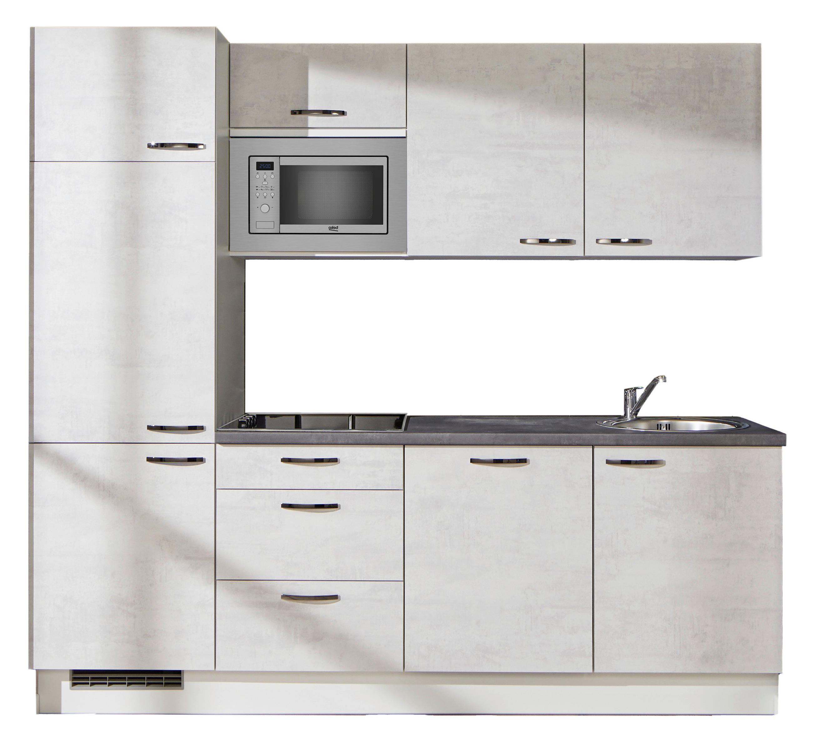 KÜCHENBLOCK 240 cm   in Graphitfarben, Weiß  - Schwarz/Graphitfarben, Design, Holzwerkstoff/Metall (240cm) - Pino