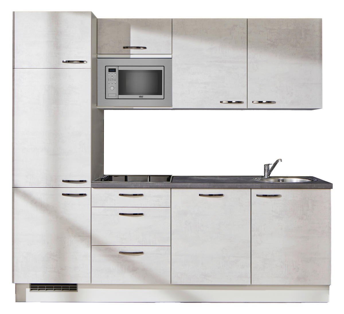 KÜCHENBLOCK 240 cm   in Graphitfarben, Weiß  - Schwarz/Graphitfarben, Design, Holzwerkstoff/Metall (240cm) - Pino