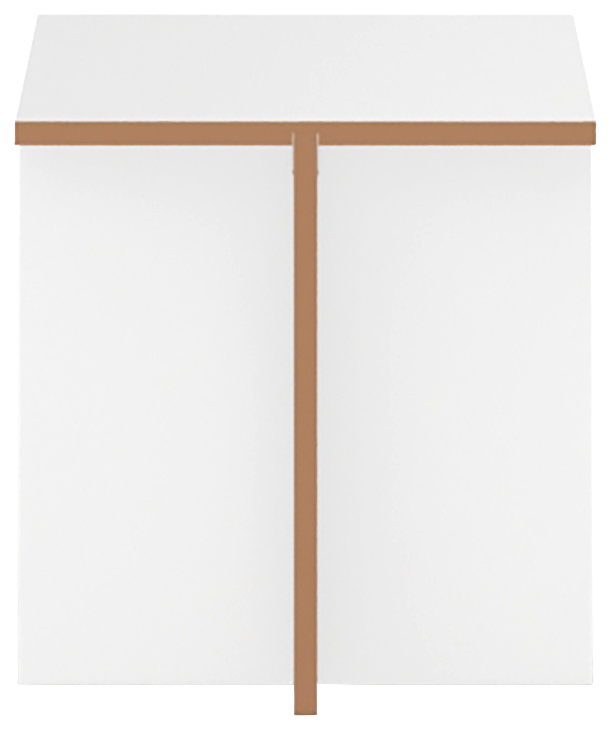 HOCKER Weiß, Buchefarben  - Buchefarben/Weiß, Design (45/45/45cm) - Tojo
