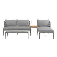 LOUNGEGARNITUR 4-teilig  - Naturfarben/Grau, Modern, Glas/Kunststoff (255/72/145cm) - Ambia Garden