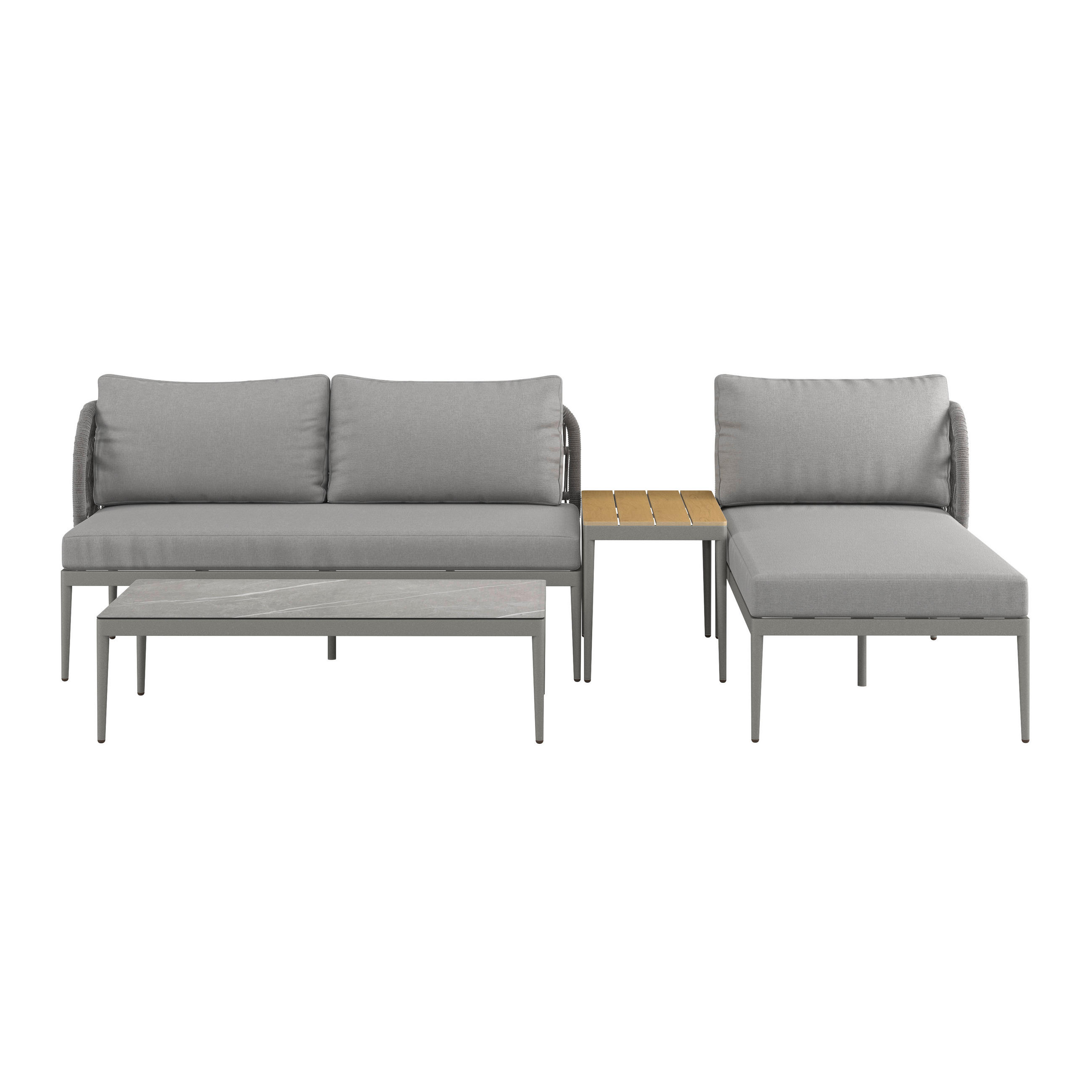 Ambia Garden Loungegarnitur Teile einzeln stellbar Grau 255x72x145 cm
