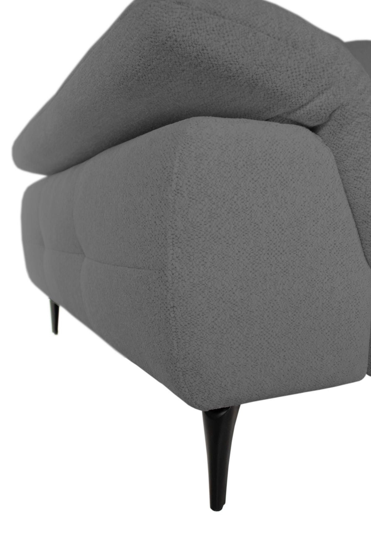 ECKSOFA ALMA in Chenille Dunkelgrau  285/191 cm  - Dunkelgrau/Schwarz, Design, Textil/Metall (285/191cm) - Livetastic