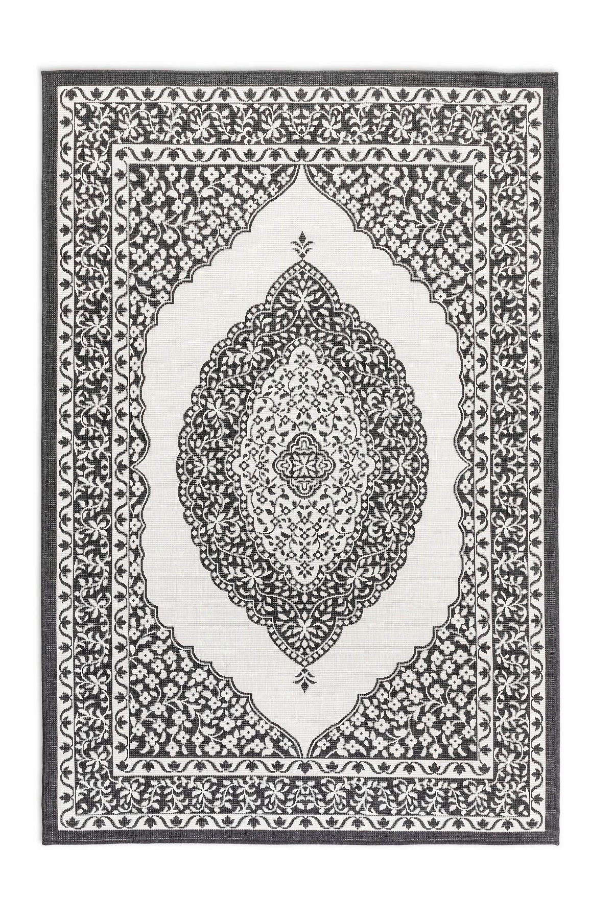 OUTDOORTEPPICH 200/290 cm Gemini Schwarz, Weiß  - Schwarz/Weiß, Design, Kunststoff (200/290cm)