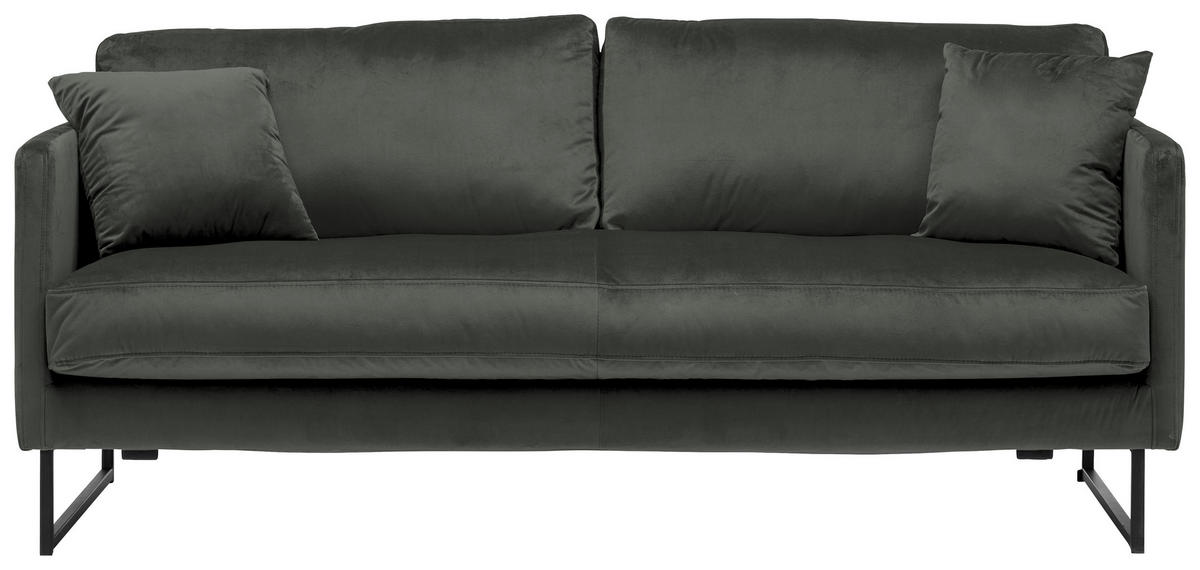 2,5-SITZER in Samt Dunkelgrau  - Dunkelgrau/Schwarz, Design, Textil/Metall (180/78/84cm) - Carryhome