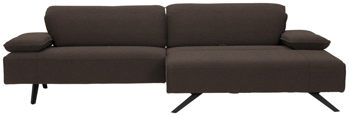 ECKSOFA Biella in Flachgewebe Dunkelbraun  280/165 cm  - Anthrazit/Dunkelbraun, Design, Textil/Metall (280/165cm) - Johann Jakob