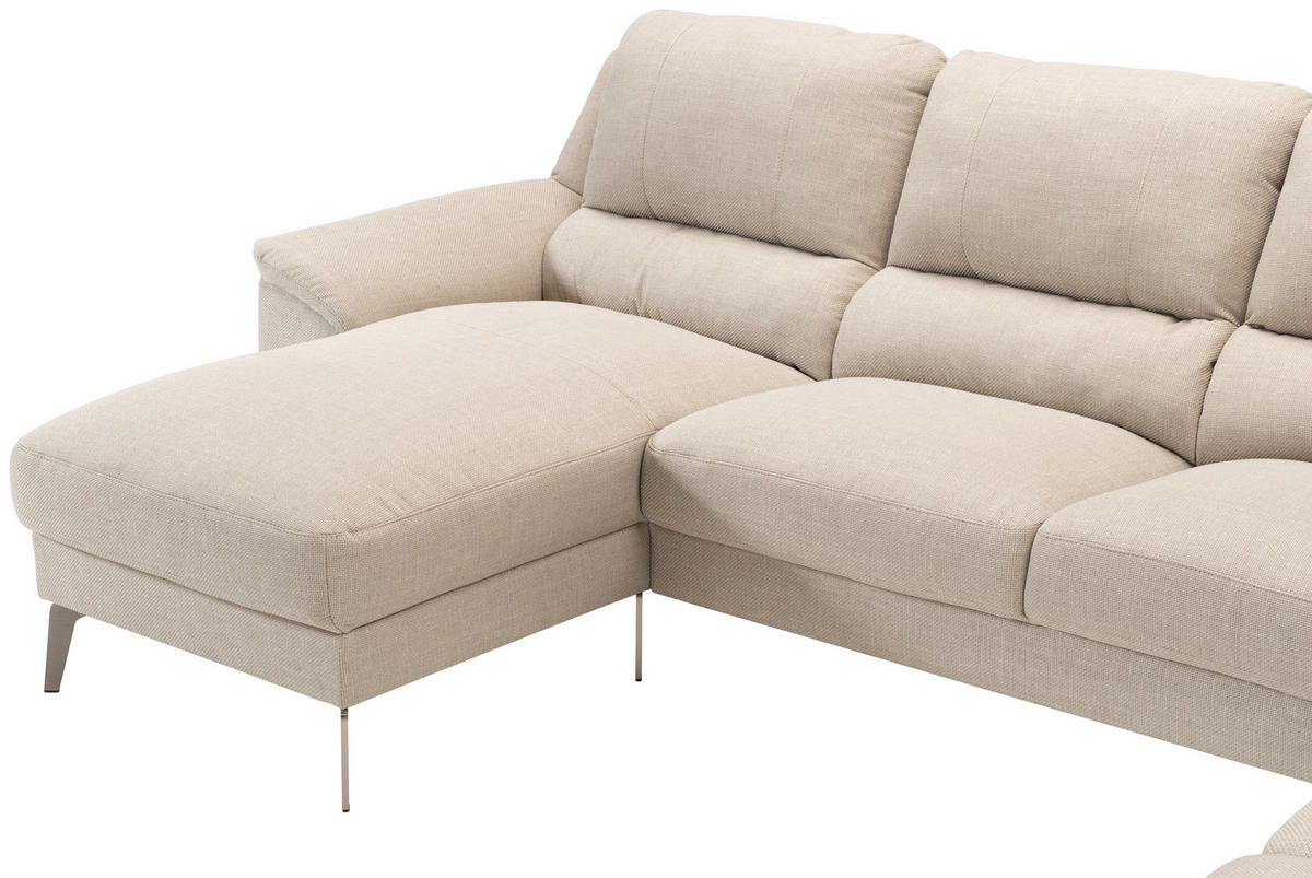 SOFA in Webstoff Beige  - Chromfarben/Beige, Konventionell, Textil/Metall (163/326/256cm) - Livetastic