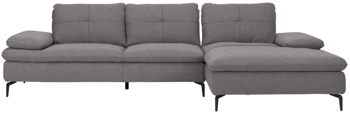 ECKSOFA in Webstoff Anthrazit  - Anthrazit/Schwarz, Design, Textil/Metall (301/179cm) - Chilliano