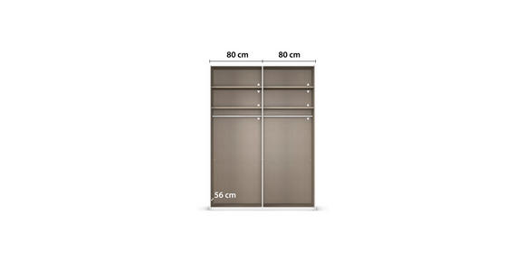 SCHWEBETÜRENSCHRANK 162/223/68 cm 2-türig Weiß  - Alufarben/Weiß, Basics, Glas/Holzwerkstoff (162/223/68cm) - Novel