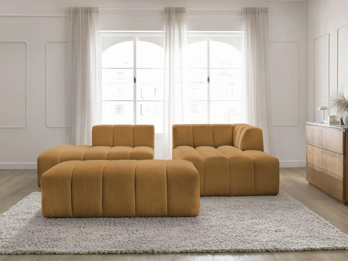 ECKSOFA  ANNECY Gelb Bouclé  - Gelb/Schwarz, MODERN, Kunststoff/Textil (262/170cm)