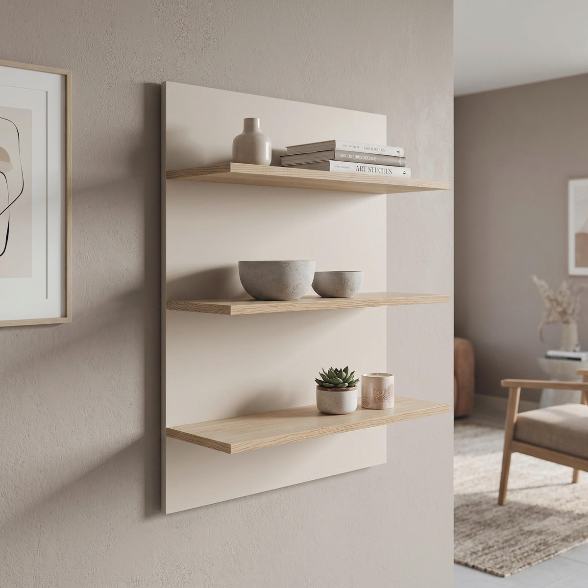 WANDBOARD Holzwerkstoff Eichefarben, Kaschmir  - Kaschmir/Eichefarben, Design, Holzwerkstoff (60/79,4/26cm) - Livetastic
