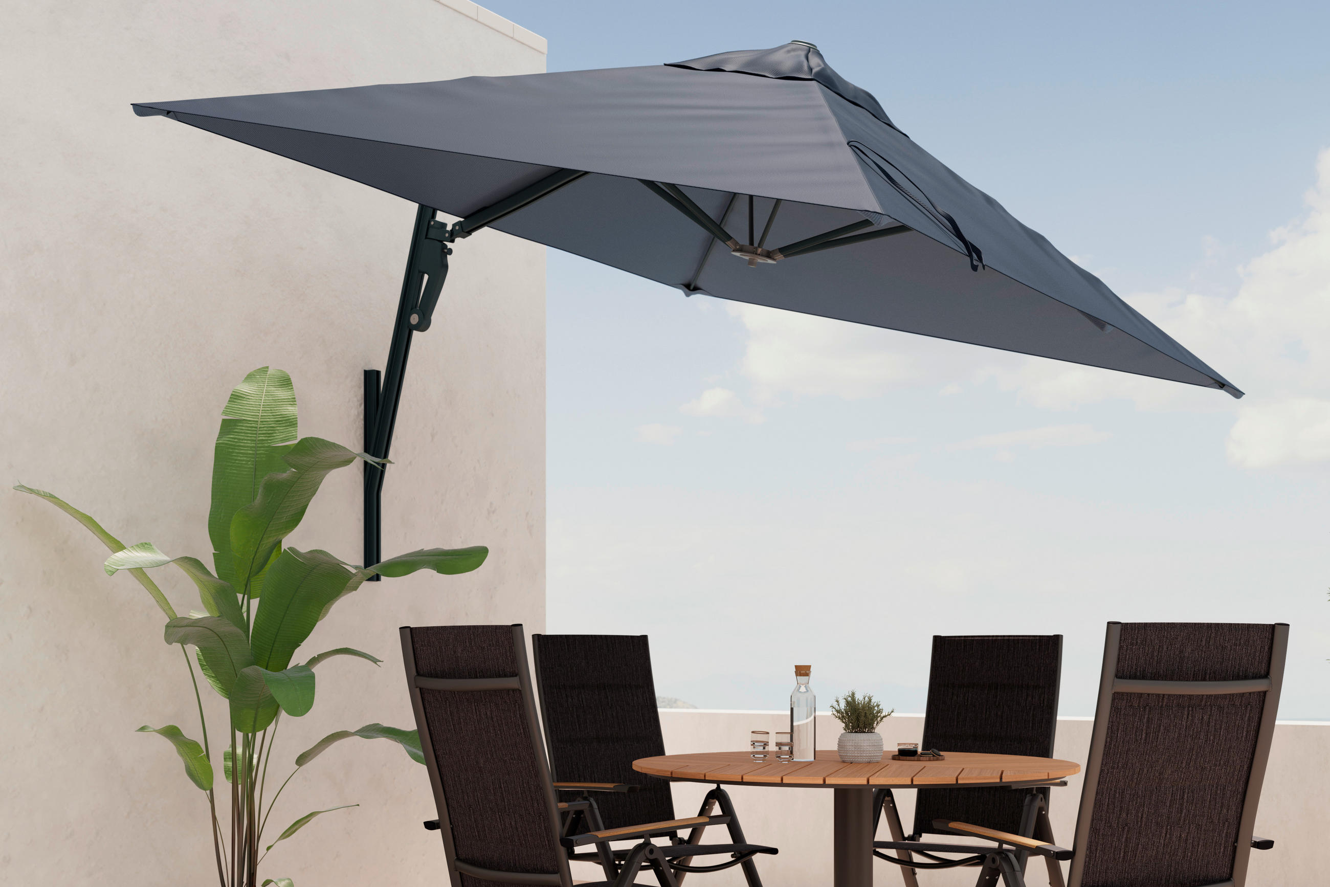SONNENSCHIRM 240 cm Dunkelgrau - Dunkelgrau/Grau, MODERN, Textil/Metall (240/159/200cm) - Ambia Garden