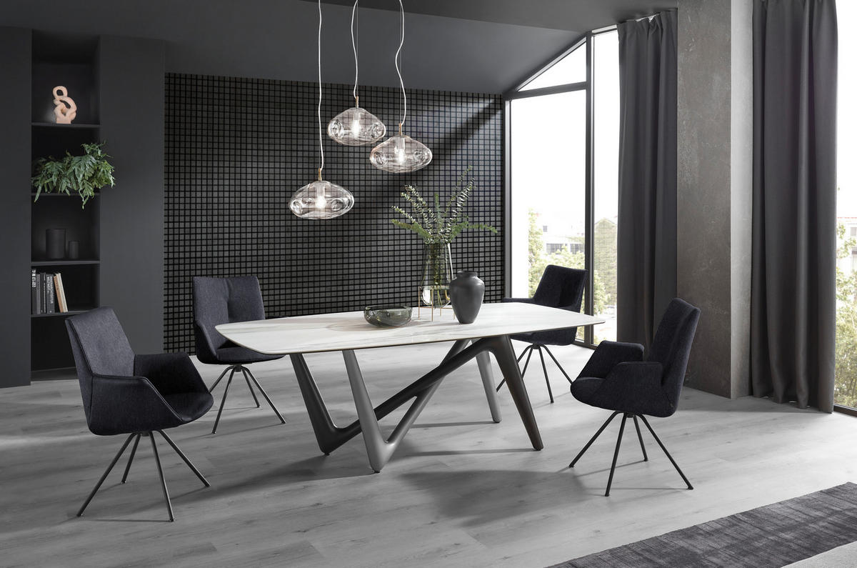 ARMLEHNSTUHL  in Stahl Echtleder pigmentiert  - Schwarz, Design, Leder/Metall (60/90/61cm) - Dieter Knoll